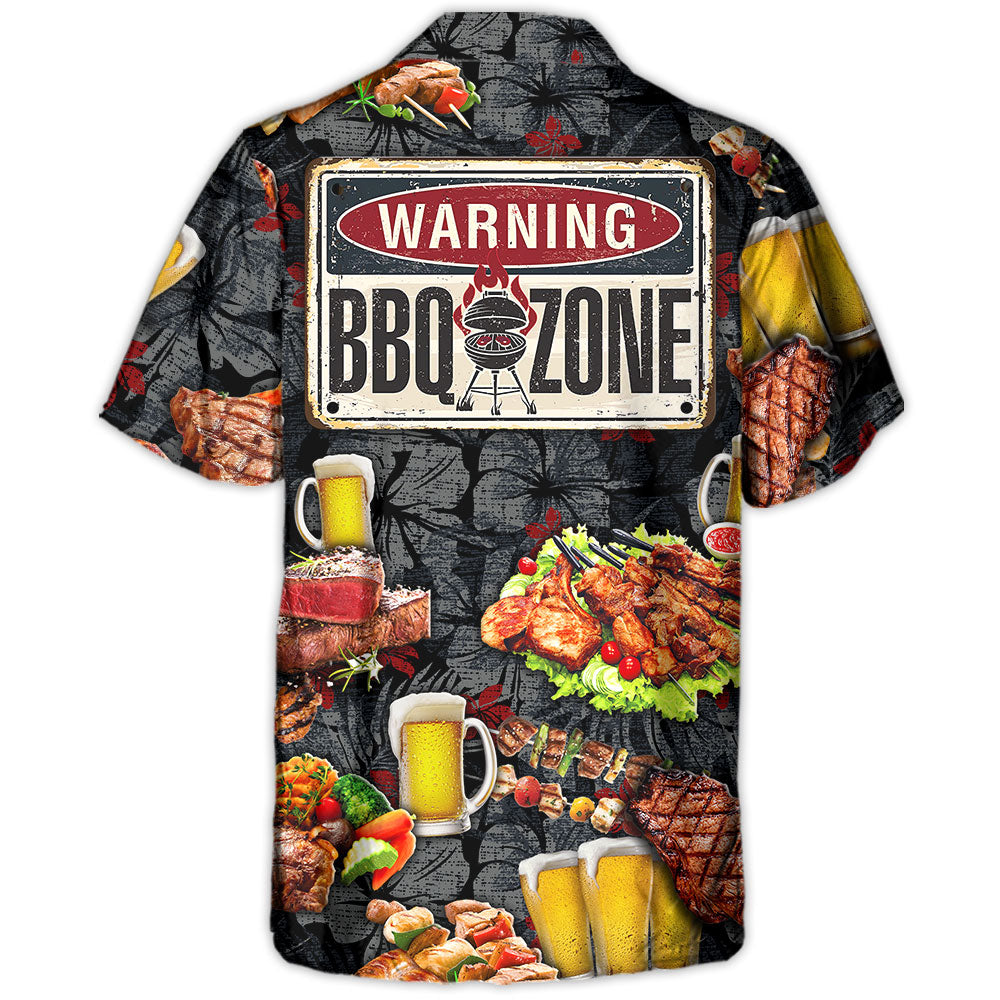Barbecue Food Meat BBQ Warning BBQ Zone - Hawaiian Shirt