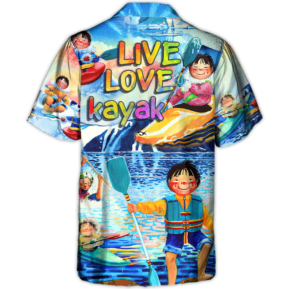 Kayaking Funny Children Playing Kayaking Live Love Kayak Kayaking Lover - Hawaiian Shirt