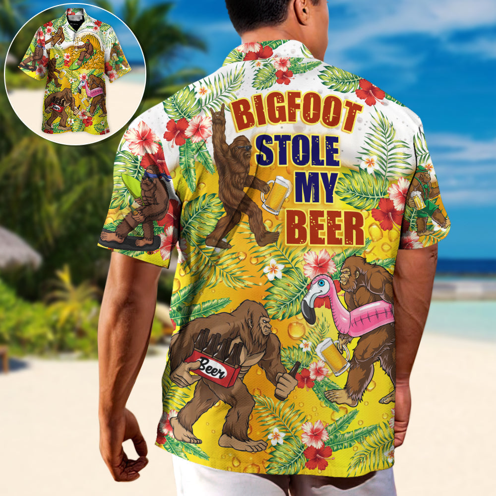 Beer Funny Bigfoot Stole My Beer Lover Beer Tropical Style - Hawaiian Shirt
