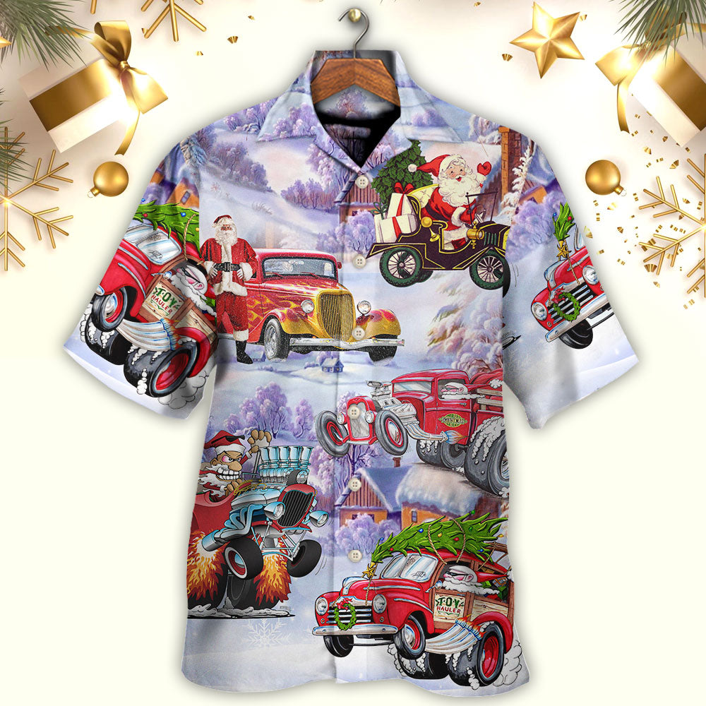 Santa Hot Rod Christmas Tree Merry Xmas - Hawaiian Shirt
