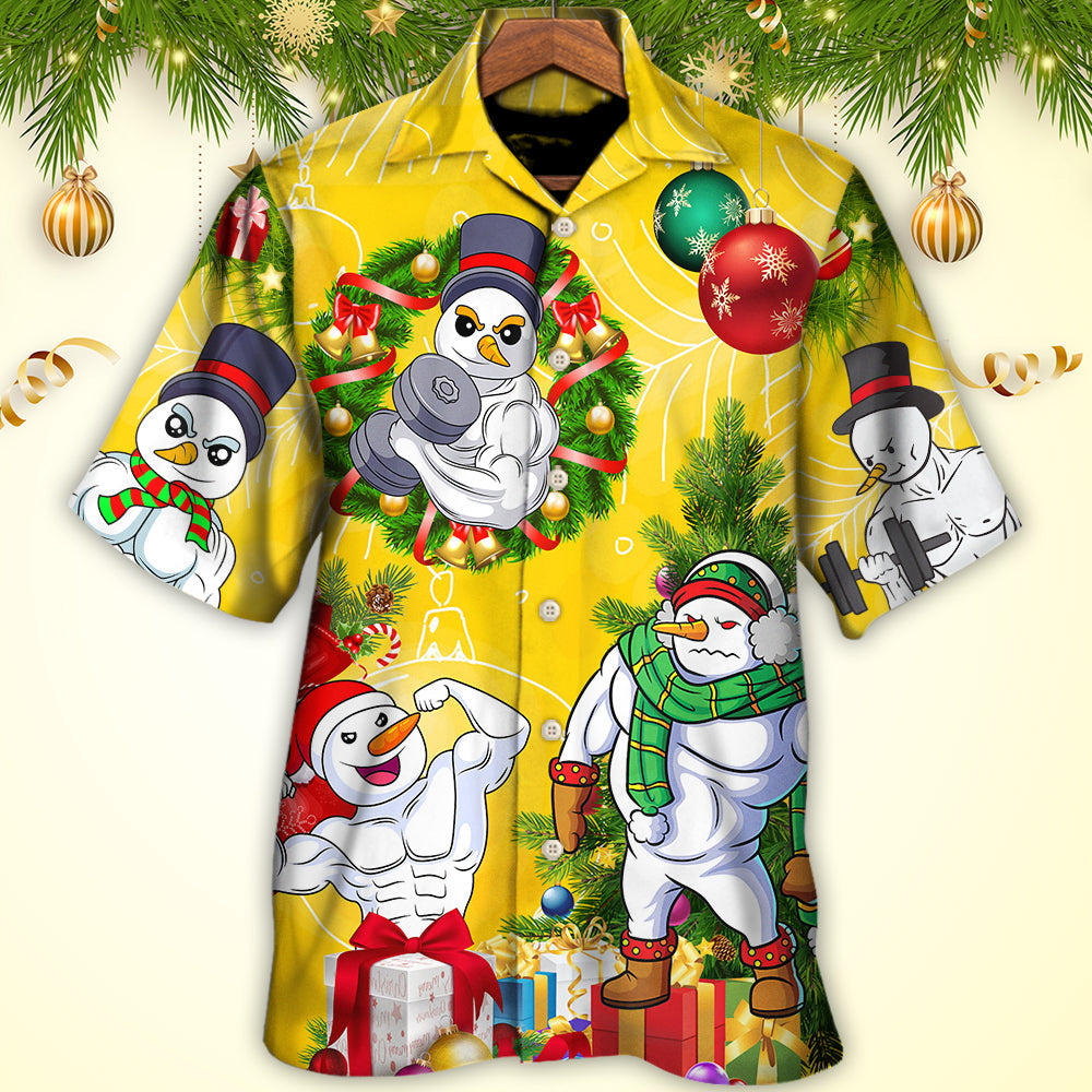 Christmas Frosty The Swoleman Snowman Workout Funny - Hawaiian Shirt