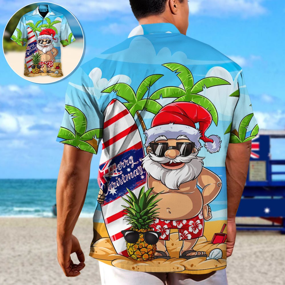 Christmas In July Santa Let's Surf Summer Vibe - Hawaiian Shirt