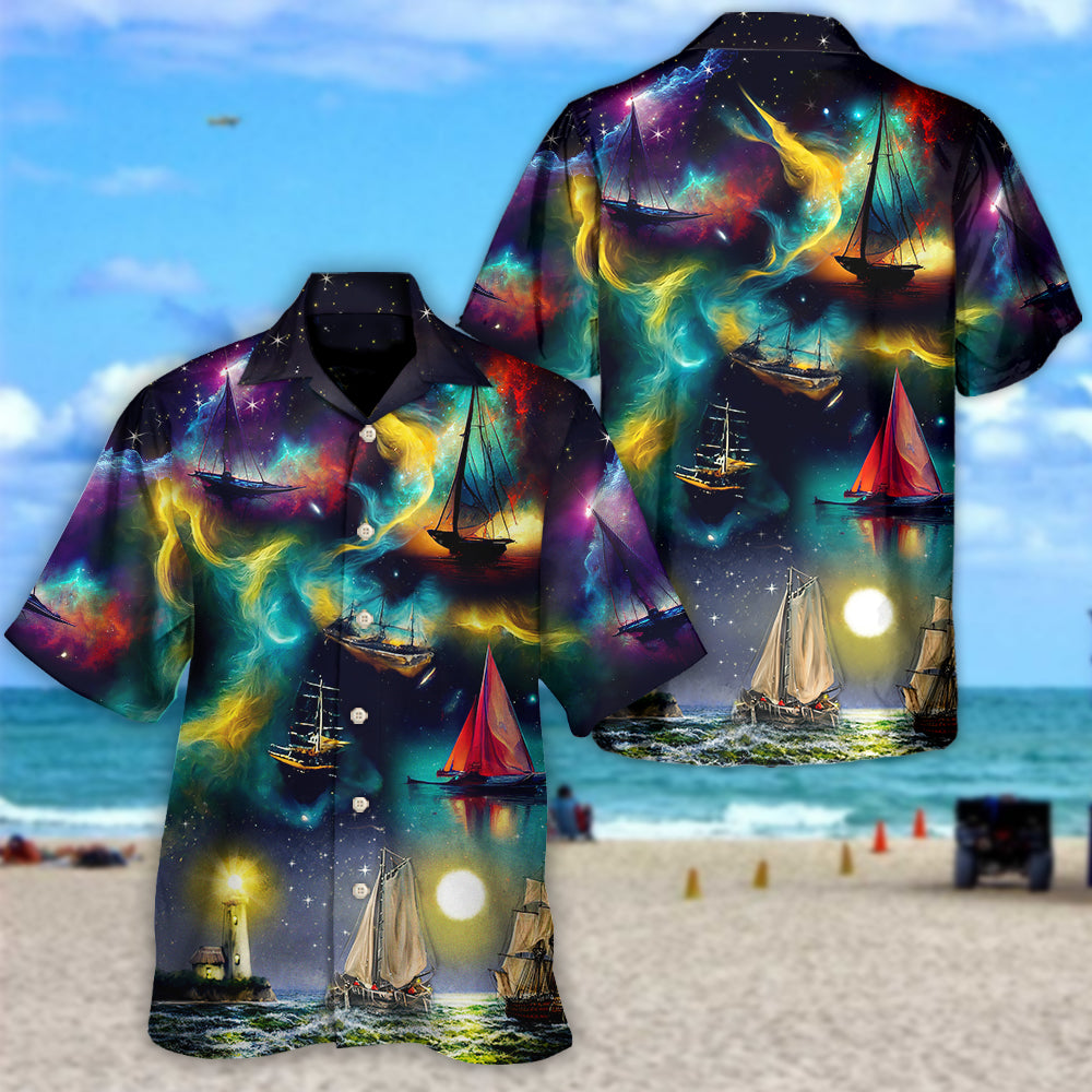 Sailing Travel In Space On An Old Sailing Ship - Hawaiian Shirt