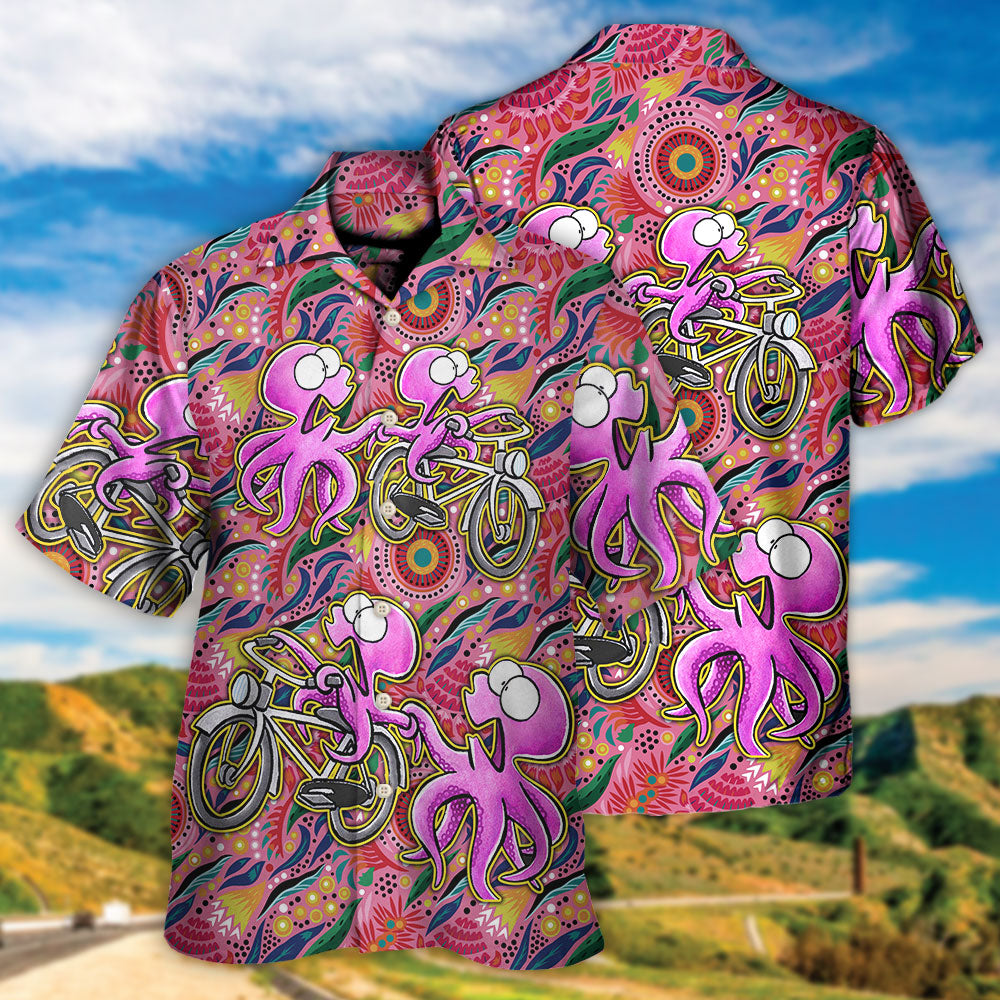 Octopus Ride Cycling Tropical Art - Hawaiian Shirt