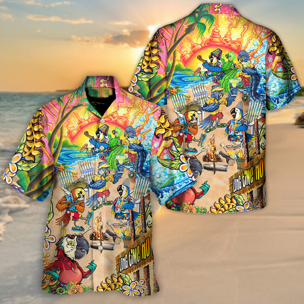 Beach Parrot Long Time No Sea - Hawaiian Shirt