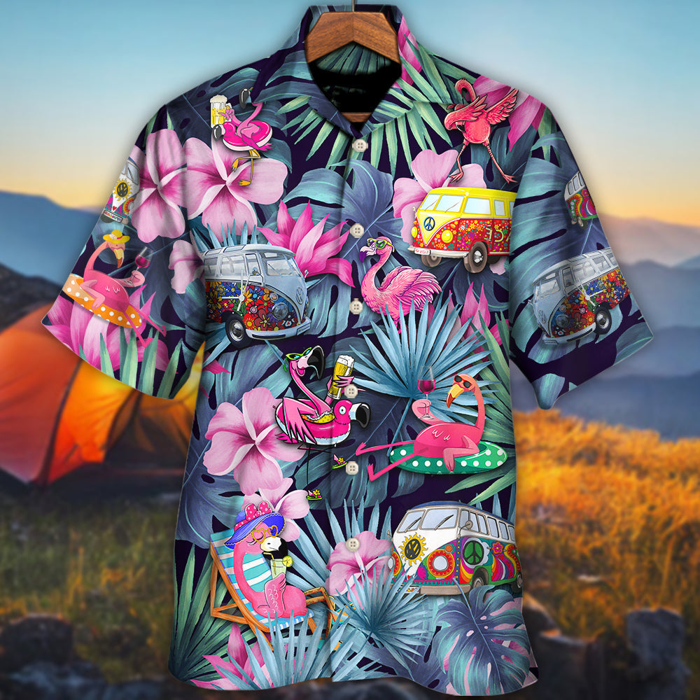 Camping Funny Flamingo Weekend Forecast Camping With A Chance Of Drinking - Hawaiian Shirt