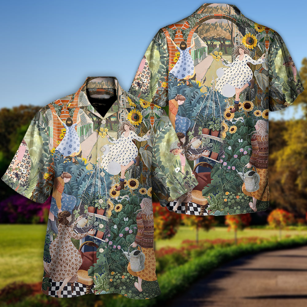 Gardening This Early Morning Spring Still Life Garden Scene - Hawaiian Shirt