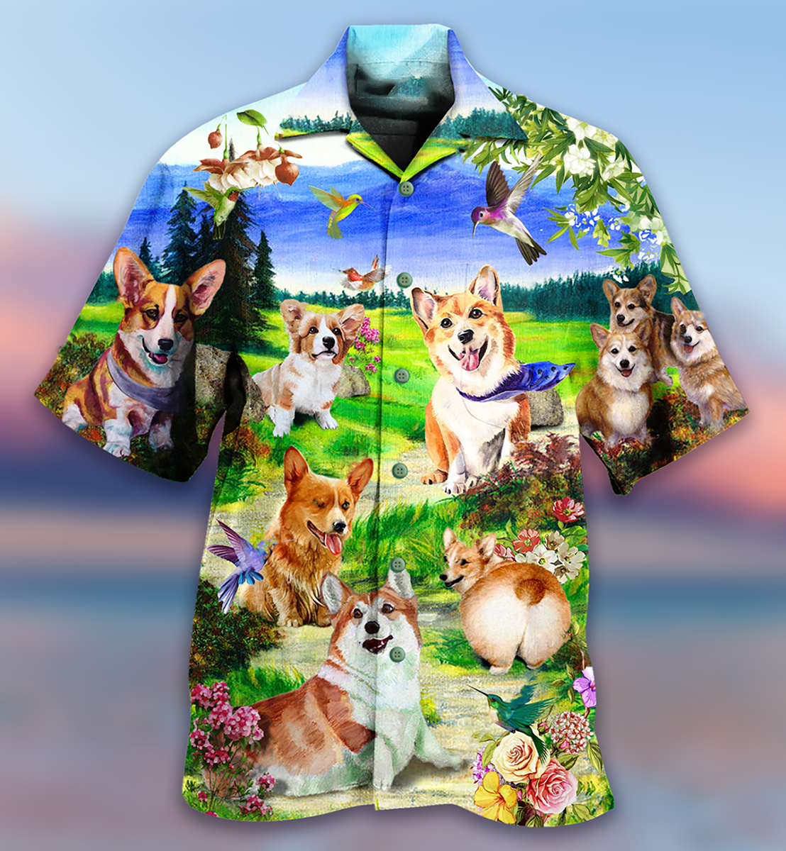 Corgi Dogs Love Blue Sky - Hawaiian Shirt