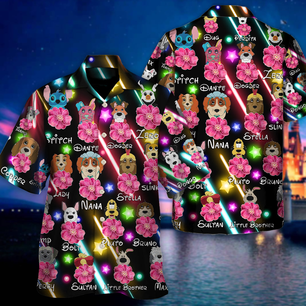 Dog Of DN Funny Dog Flower Neon Style Lovers Dog - Hawaiian Shirt