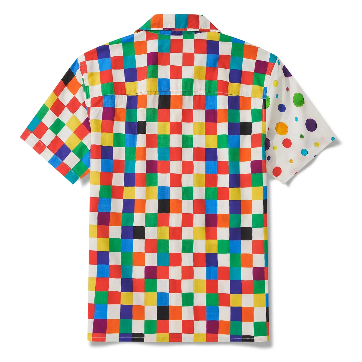 Men's Hawaiian Shirt Short Sleeve Camp Collar 100% Cotton Red Aloha Colorful Checkerboard Polka Dot Design For Fun By Cigar