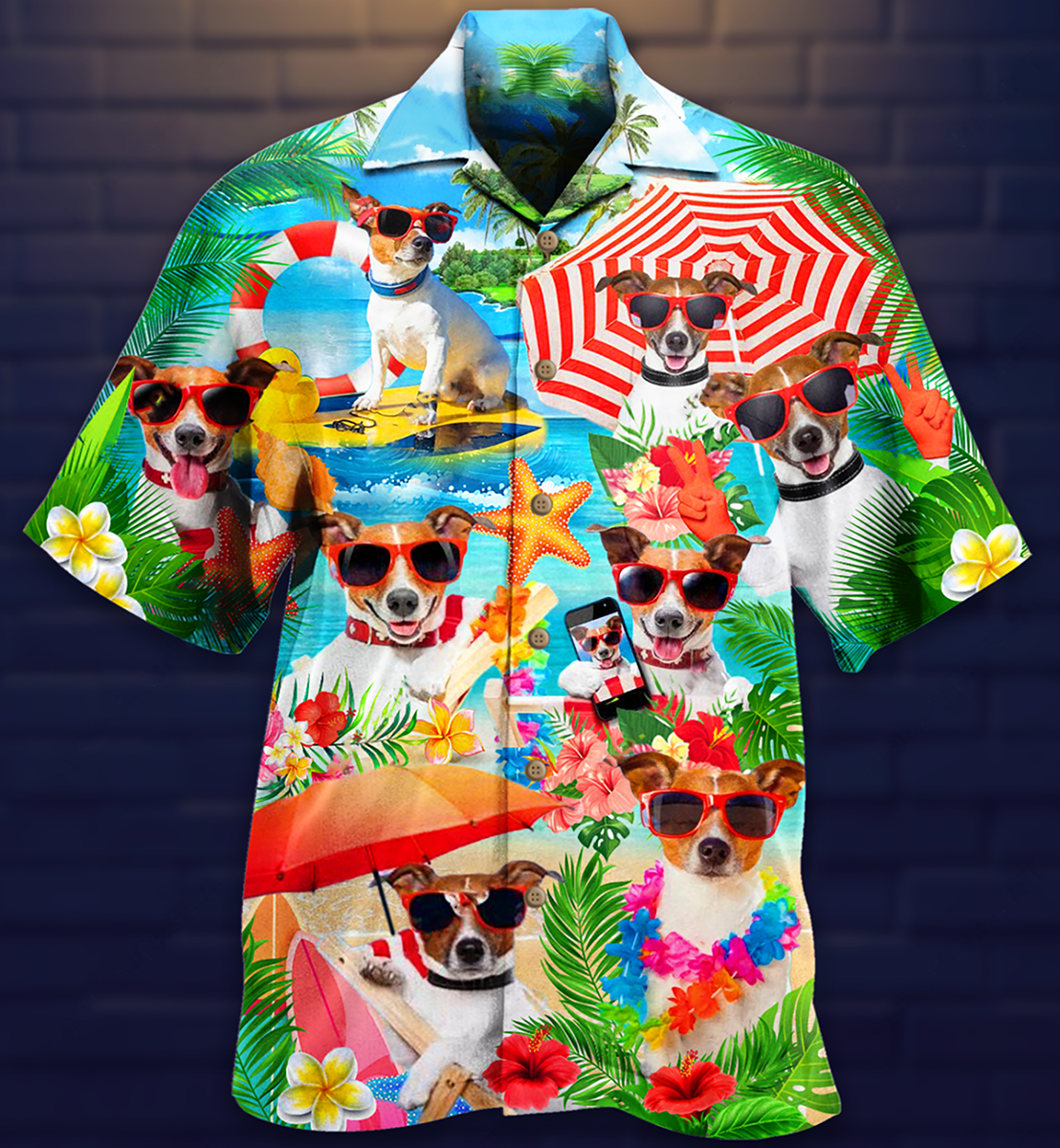 Jack Russell Terrier Dog Love Beach - Hawaiian Shirt