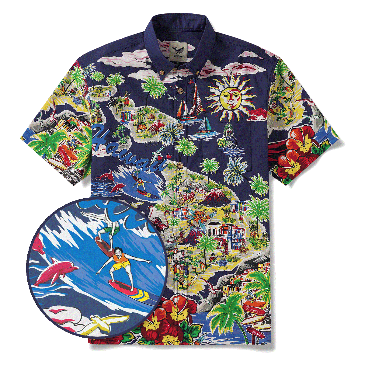 Men's Hawaiian Shirt Short Sleeve Button-down 100% Cotton White Aloha Hawaiian Vibes By Huan huan