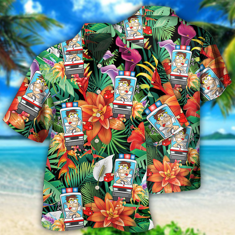 Ambulance Driver Tropical Floral Style - Hawaiian Shirt
