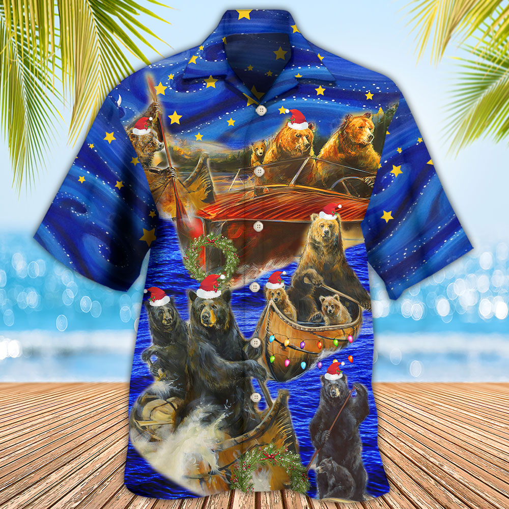 Bear Floats Boats Merry Christmas - Hawaiian Shirt
