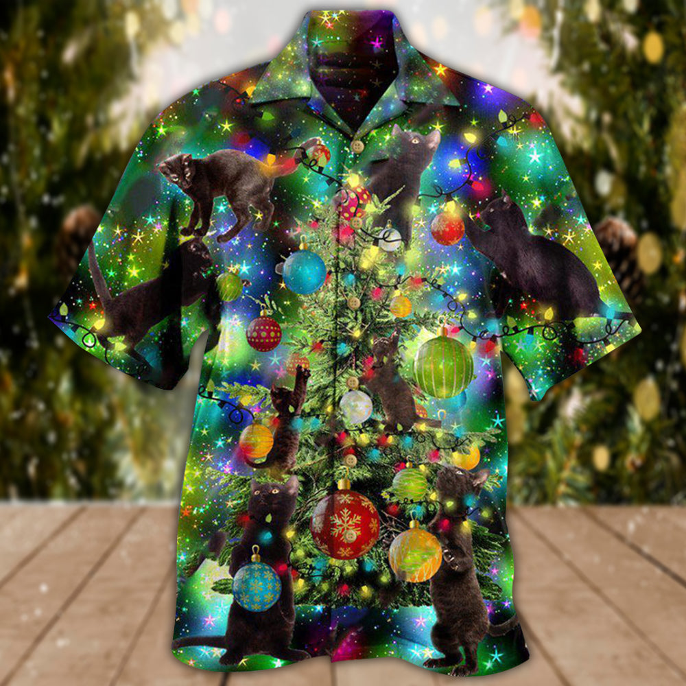 Christmas Black Cat Christmas Let's Get It - Hawaiian Shirt