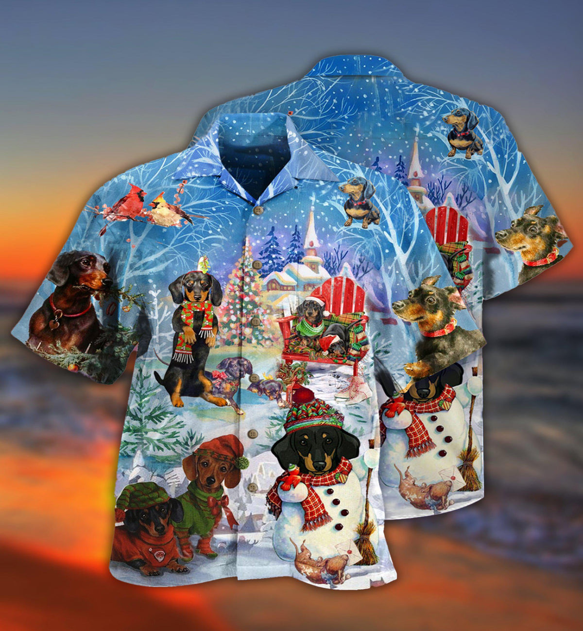 Dachshund Through The Snow Merry Christmas - Hawaiian Shirt