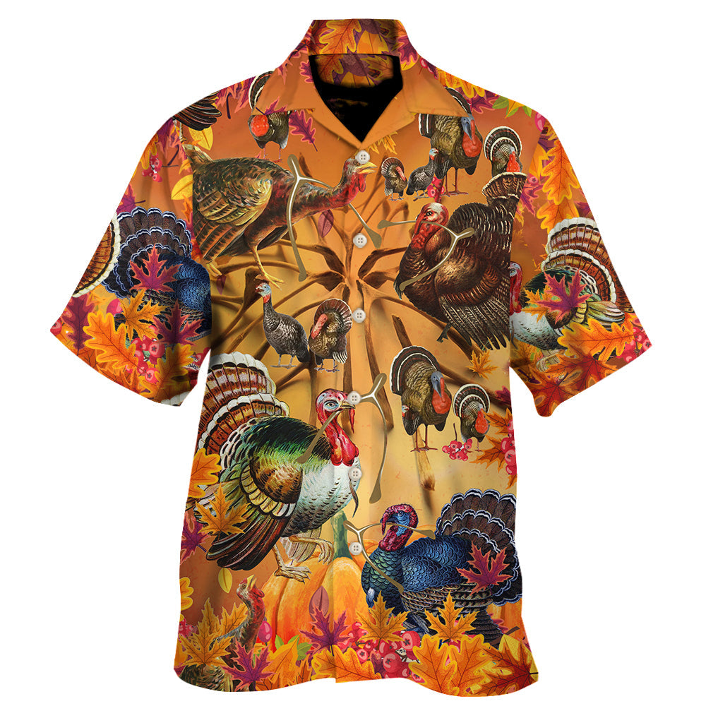 Turkey Happy Wishbone Thanksgiving - Hawaiian Shirt