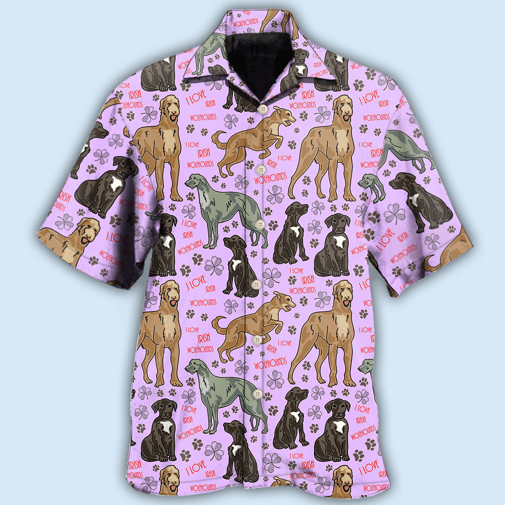 Irish Wolfhound Dog So Cute Pink Style - Hawaiian Shirt