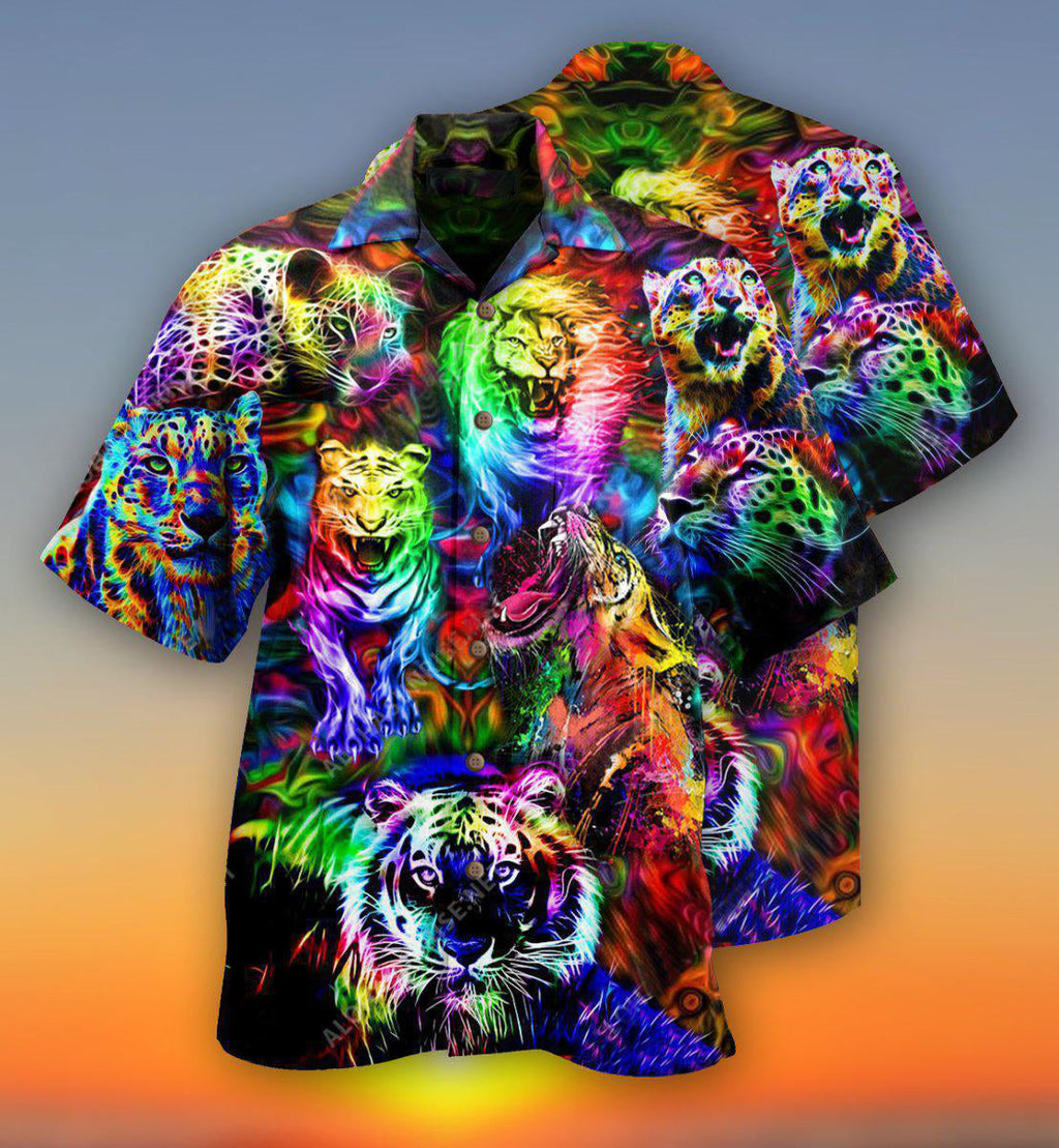 Animals King Of The Jungle Lion Tiger Leopard With Full Colors - Hawaiian Shirt