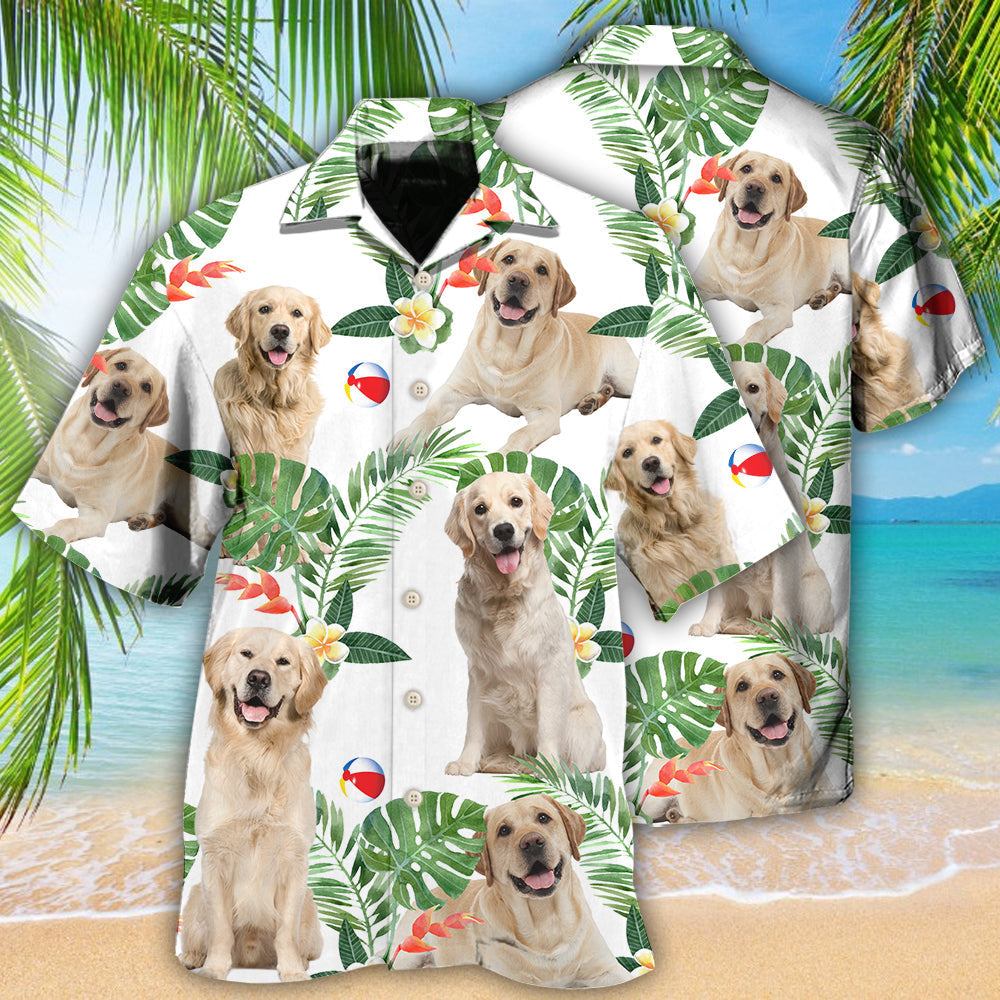 Labrador Retriever Dog Tropical Leaf White Style - Hawaiian Shirt