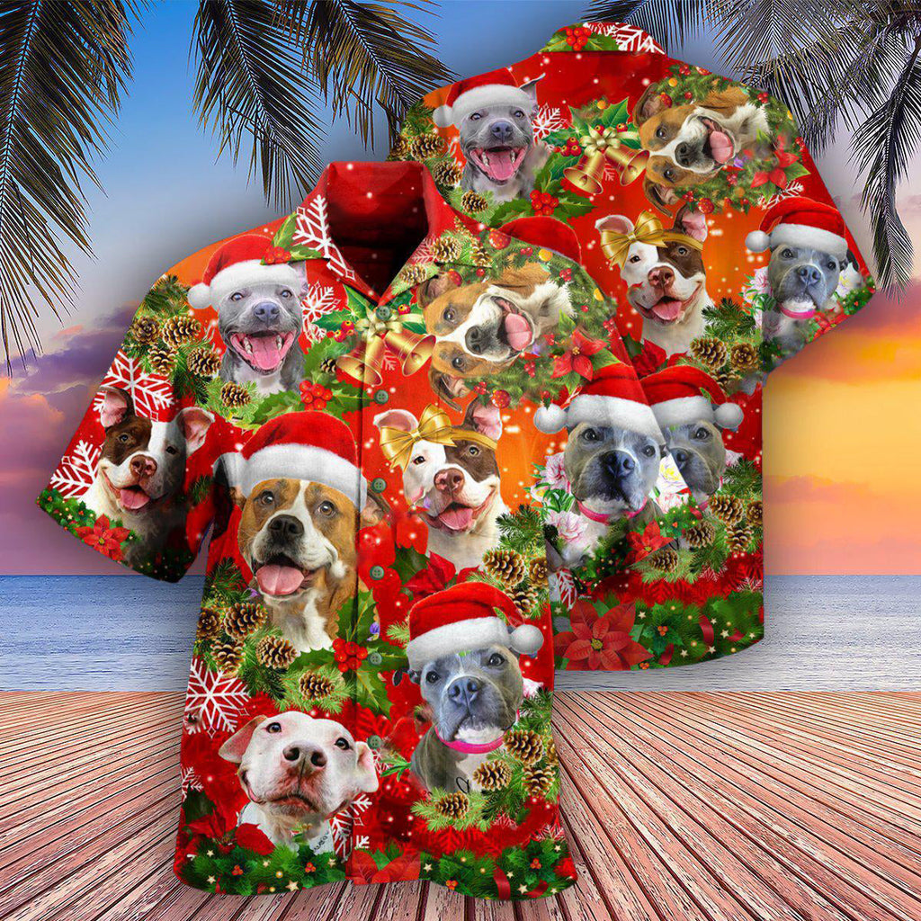 Pitbull Christmas Dogs Are Family - Hawaiian Shirt