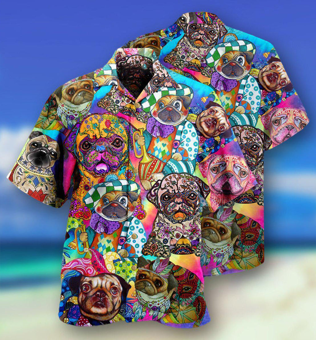 Pug Dogs Colorful Cute - Hawaiian Shirt