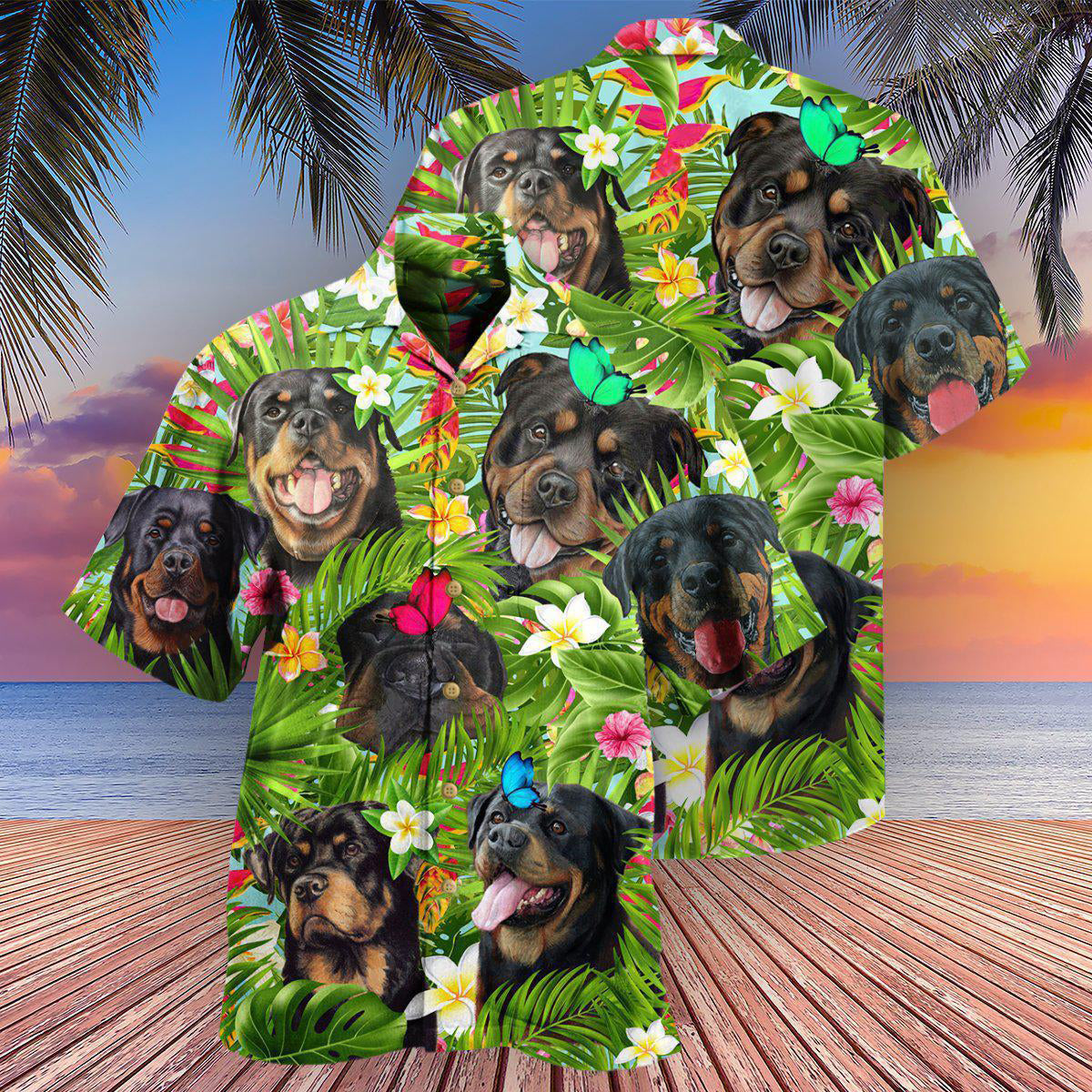 Rottweiler Dog Happy Summer- Hawaiian Shirt