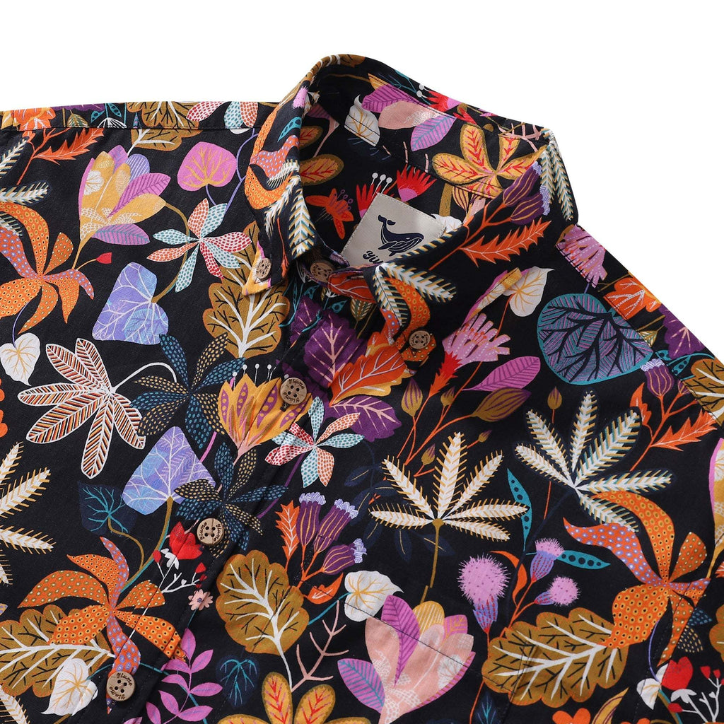 1950s Floral Hawaiian Shirt For Men Gardenia Cotton Button-down Short Sleeve Print Shirt Gardenia By Rachel Parker