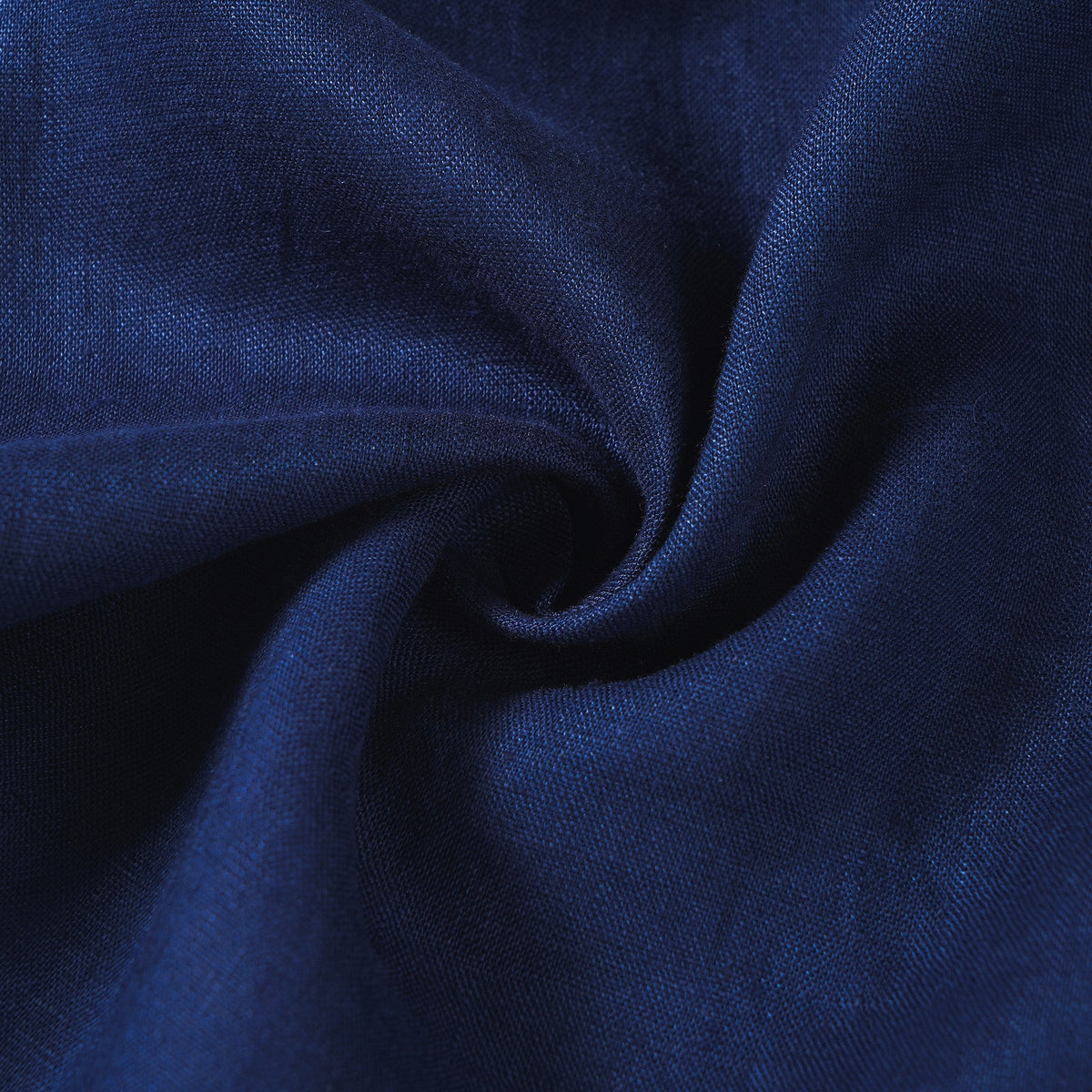 Men's Basic Shirt Short Sleeve Camp Collar 100% Linen Navy Blue Solid Color