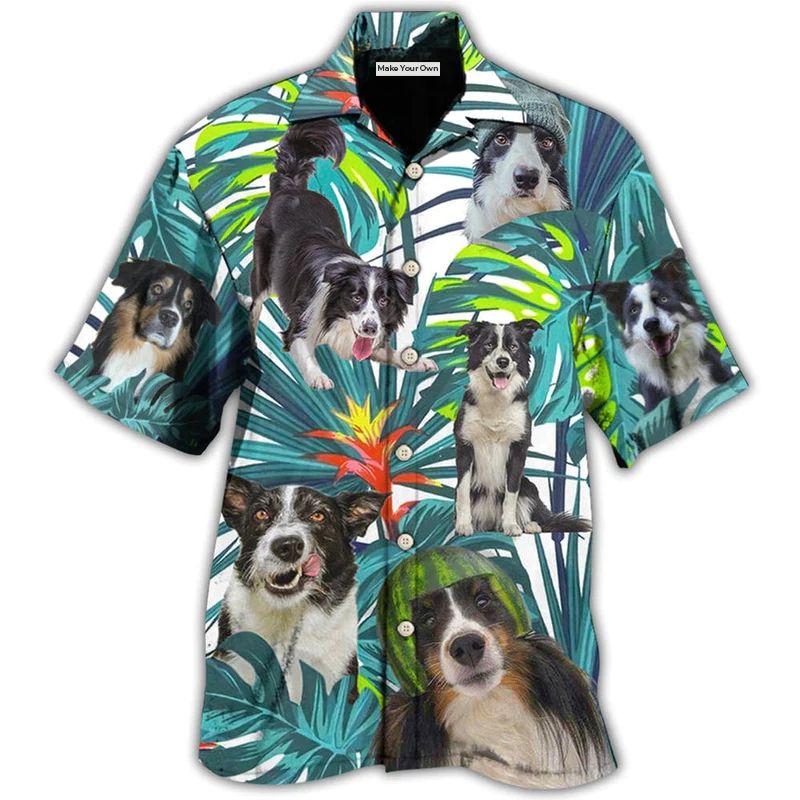 Border Collie Dog Tropical Leaf Lover - Hawaiian Shirt