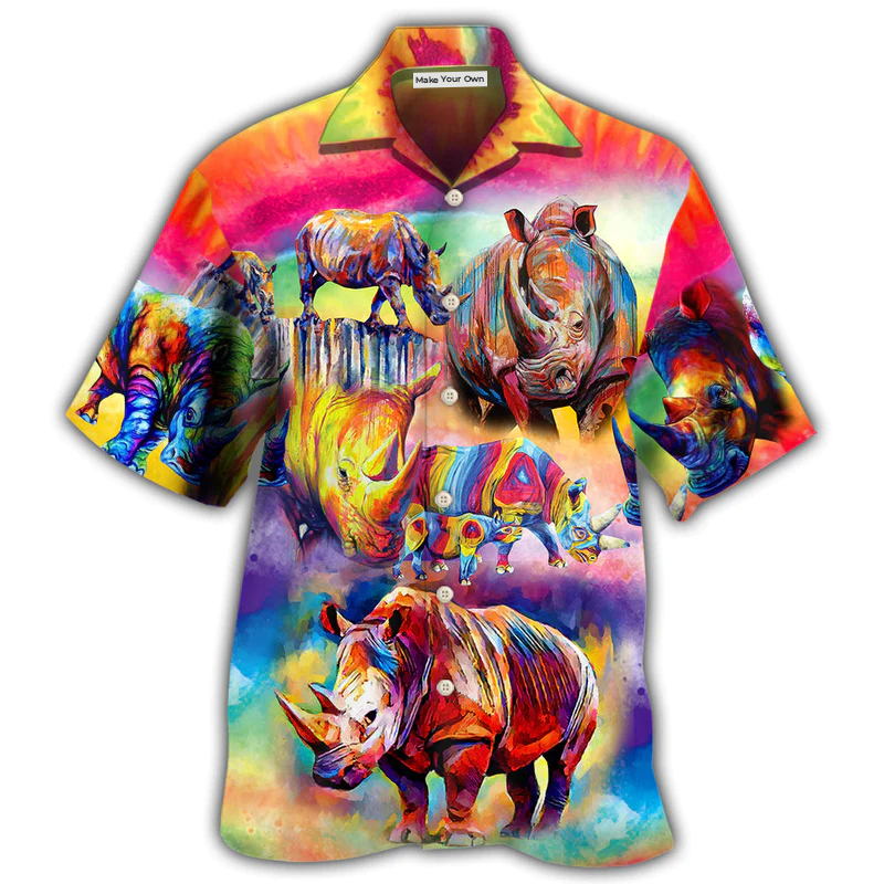Rhino Painting Style So Much Cool - Hawaiian Shirt